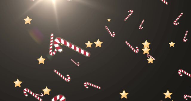 Falling Candy Canes and Stars on a Black Background for Festive Holiday Celebration - Download Free Stock Images Pikwizard.com