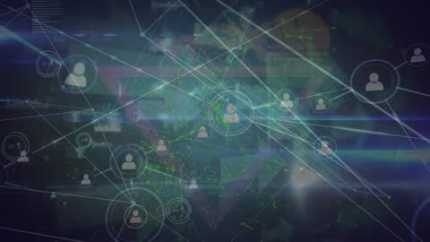 Digital Network Connections with social Icons on Dark Blue Background