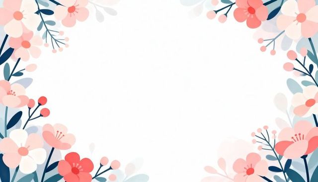 Pastel floral corner frame with white space for wedding invitation and stationery