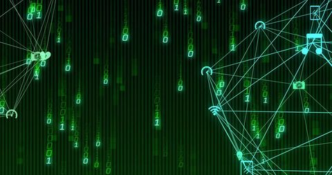 digital connections with binary and network icons - Download Free Stock Images Pikwizard.com
