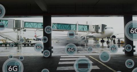 Modern airport with 6g network connectivity enhancing travel experience