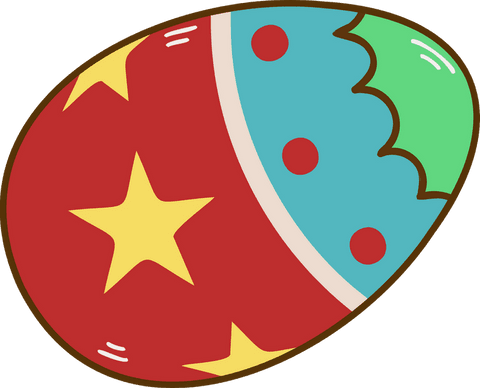 Colorful easter egg illustration on transparent background with festive patterns