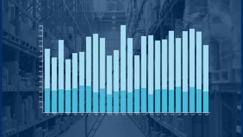 Warehouse with Data Visualization Overlay