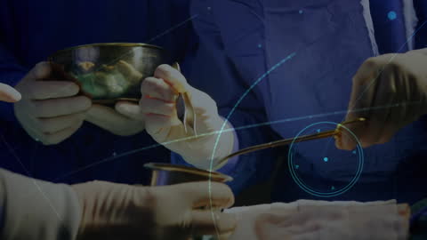 Futuristic Network Animation Over Surgical Setup