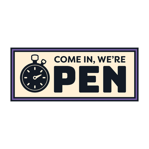 transparent open sign with illustrated stopwatch graphic - Download Free Stock Videos Pikwizard.com