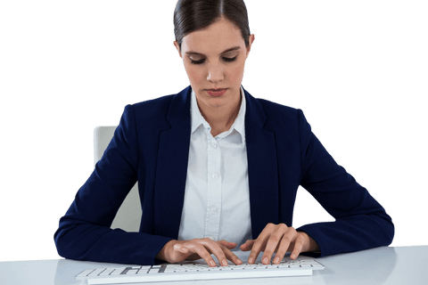 transparent background businesswoman typing at desk - Download Free Stock Videos Pikwizard.com