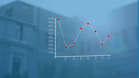 Digital Graph Analyzing Data Over Urban Background