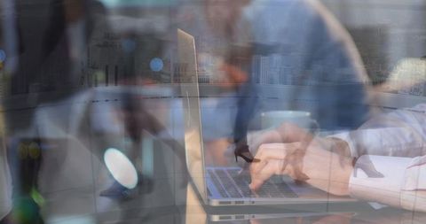 Busy Urban Life With Digital Connectivity Overlay