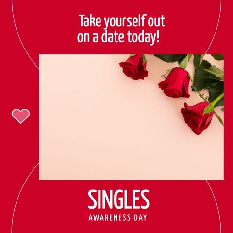 singles awareness day celebration with red roses and heart print - Download Free Stock Templates Pikwizard.com