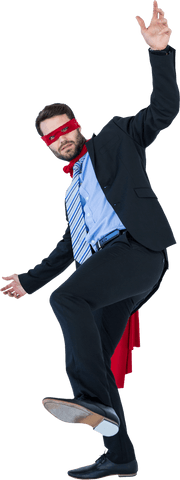 dancing superhero businessman wearing transparent red cape - Download Free Stock Videos Pikwizard.com