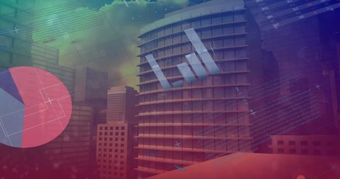 Digital Business Infographic Over Urban Skyline