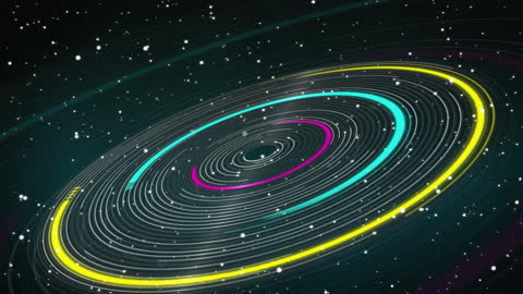 Colorful Light Trails Forming Spirals in Dark Space
