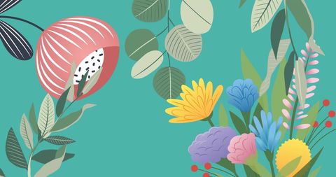 Vibrant Floral Design with Super Sale Text on Green Background