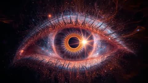 Cosmic Eye Pulses with Golden Light Amidst Vast Nebula