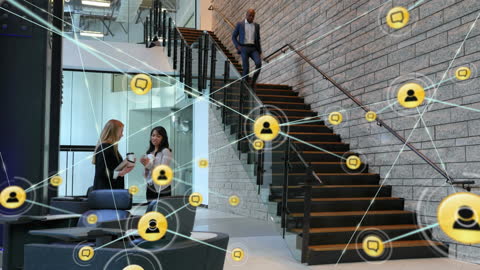 Businesswomen Innovating with Digital Networking in Office