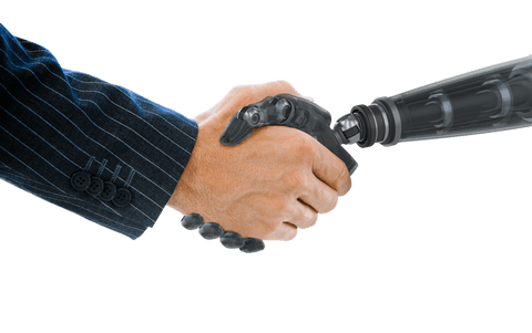 transparent businessman and robot handshake for futuristic alliance - Download Free Stock Videos Pikwizard.com