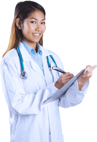 Transparent Asian Doctor Writing Medical Notes Standing - Download Free Stock Videos Pikwizard.com