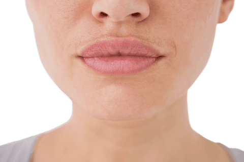 Close-up of woman's luscious lips on transparent background