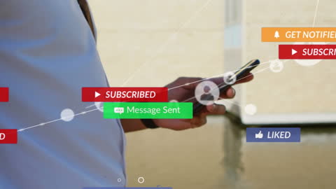 Digital Connection Overlay on Man Using Smartphone