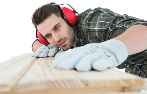 male carpenter measuring wood plank transparent background - Download Free Stock Videos Pikwizard.com