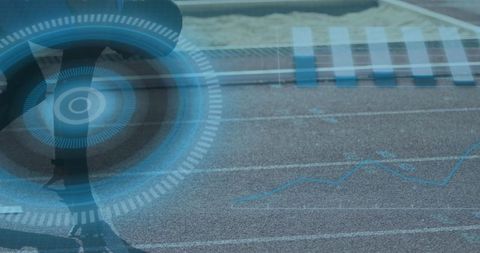 Digital Interface Over Runner with Prosthetic Leg Shows Athletic Innovation