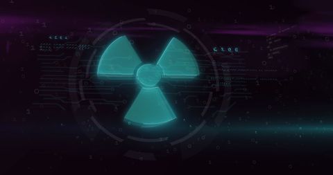 Glowing Nuclear Sign with Digital Glitch Effects - Download Free Stock Images Pikwizard.com