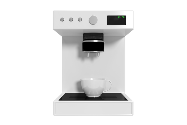 Transparent White Coffee Maker with Integrated Cup Overflow - Download Free Stock Videos Pikwizard.com