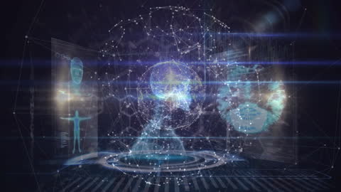 Futuristic Digital Globe with Data Networks