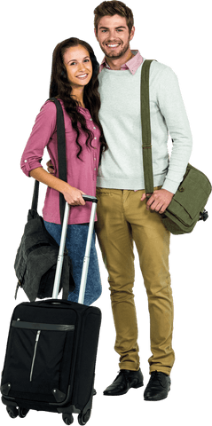 Transparent Image of Smiling Couple with Luggage