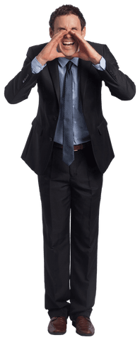 Caucasian Businessman Shouting Gesture Transparent Background