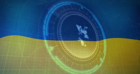 digital yen symbol peeking through ukrainian flag overlay - Download Free Stock Images Pikwizard.com