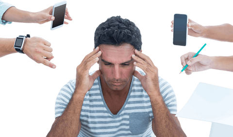 Stressed Businessman Overwhelmed by Digital World Transparent Background - Download Free Stock Videos Pikwizard.com