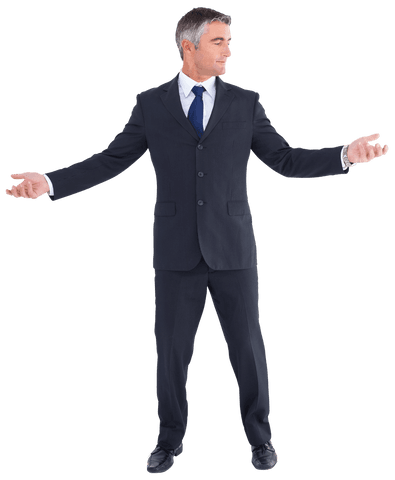 Transparent Businessman Spreading Arms Confidently - Download Free Stock Videos Pikwizard.com