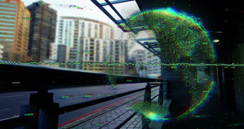 Digital Data Pulse Transforming Cityscape