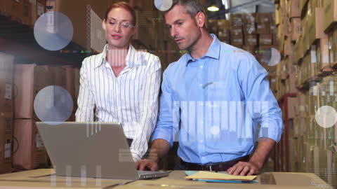 Business Professionals Analyzing Data in Warehouse Environment