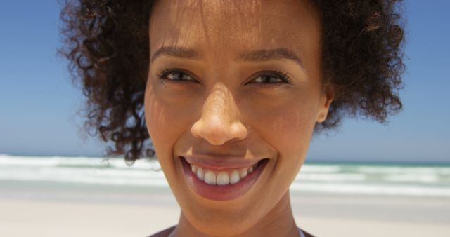 Closeup Smile of Woman on Beach - Download Free Stock Images Pikwizard.com