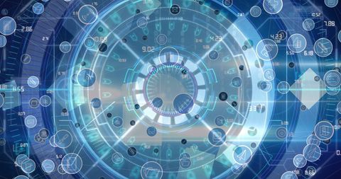 Digital Network with Technology Icons and Data Overlay - Download Free Stock Images Pikwizard.com