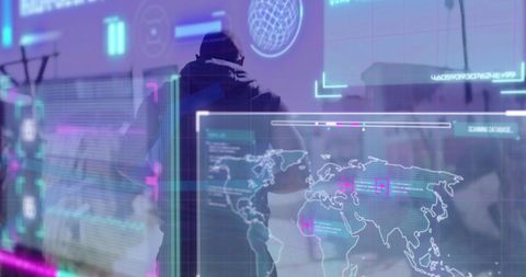 Data Interface Display with Running Athlete and Global Connections Imagery - Download Free Stock Images Pikwizard.com