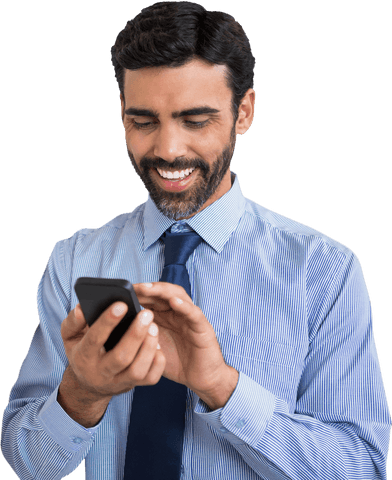 Smiling Professional Man Using Smartphone Transparent Background - Download Free Stock Videos Pikwizard.com