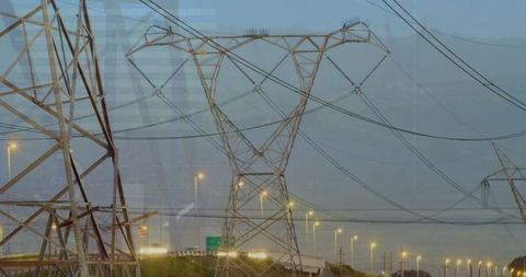 Electricity Transmission Towers with Overlay of Energy Data - Download Free Stock Images Pikwizard.com