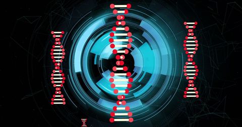 DNA Helix Visualized in Futuristic Digital World