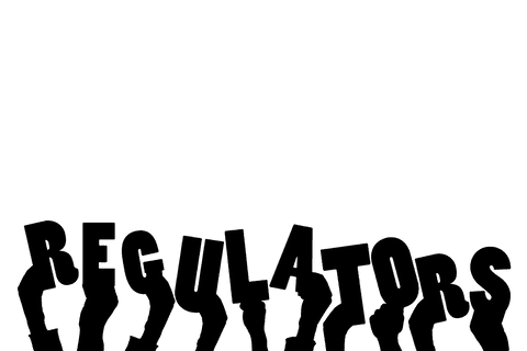 Silhouetted hands holding regulators on transparent background