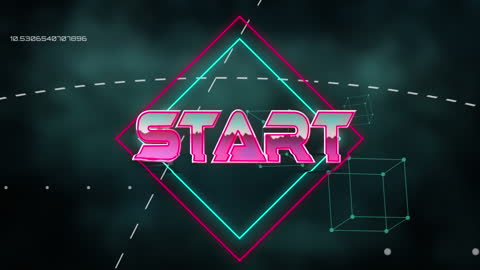 Futuristic Game Start Screen with Neon Cyberpunk Aesthetic