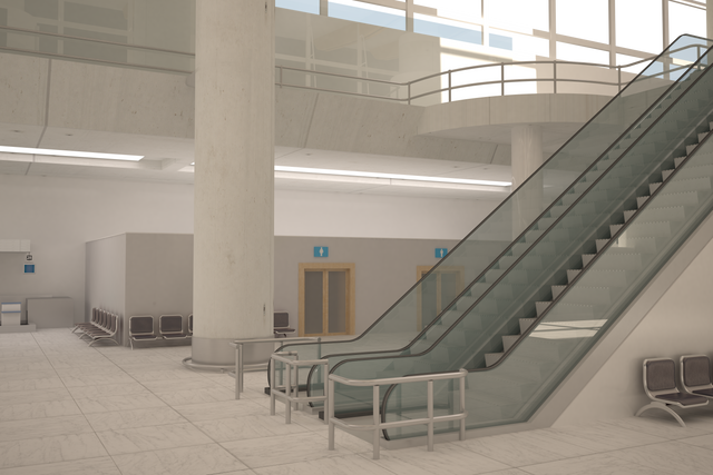 Modern Transparent Airport Interior Design with Escalator - Download Free Stock Videos Pikwizard.com