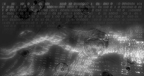 Abstract Technological Background with Binary Code and Networking Nodes