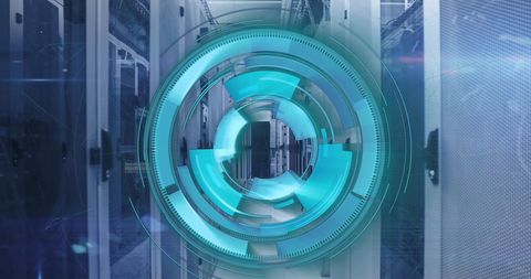 futuristic network server room with digital interface overlay - Download Free Stock Images Pikwizard.com
