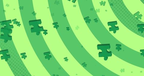 Abstract Green Puzzle Pieces Over Revolving Stripes - Download Free Stock Images Pikwizard.com