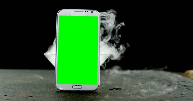 Smartphone with Green Screen Background in Dramatic Smoke - Download Free Stock Images Pikwizard.com