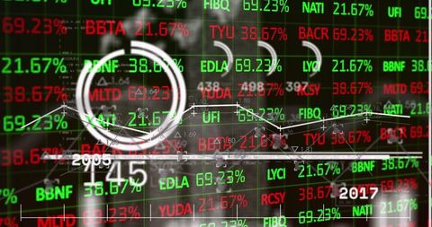 Dynamic Financial Data with Stock Ticker and Line Chart Overlay - Download Free Stock Images Pikwizard.com