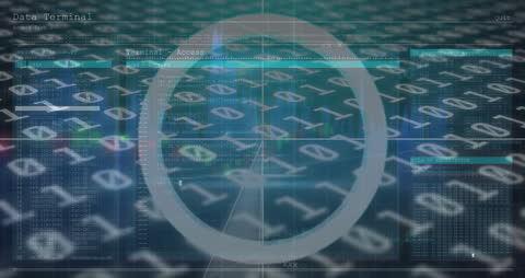 Futuristic Data Processing Interface with Binary Code